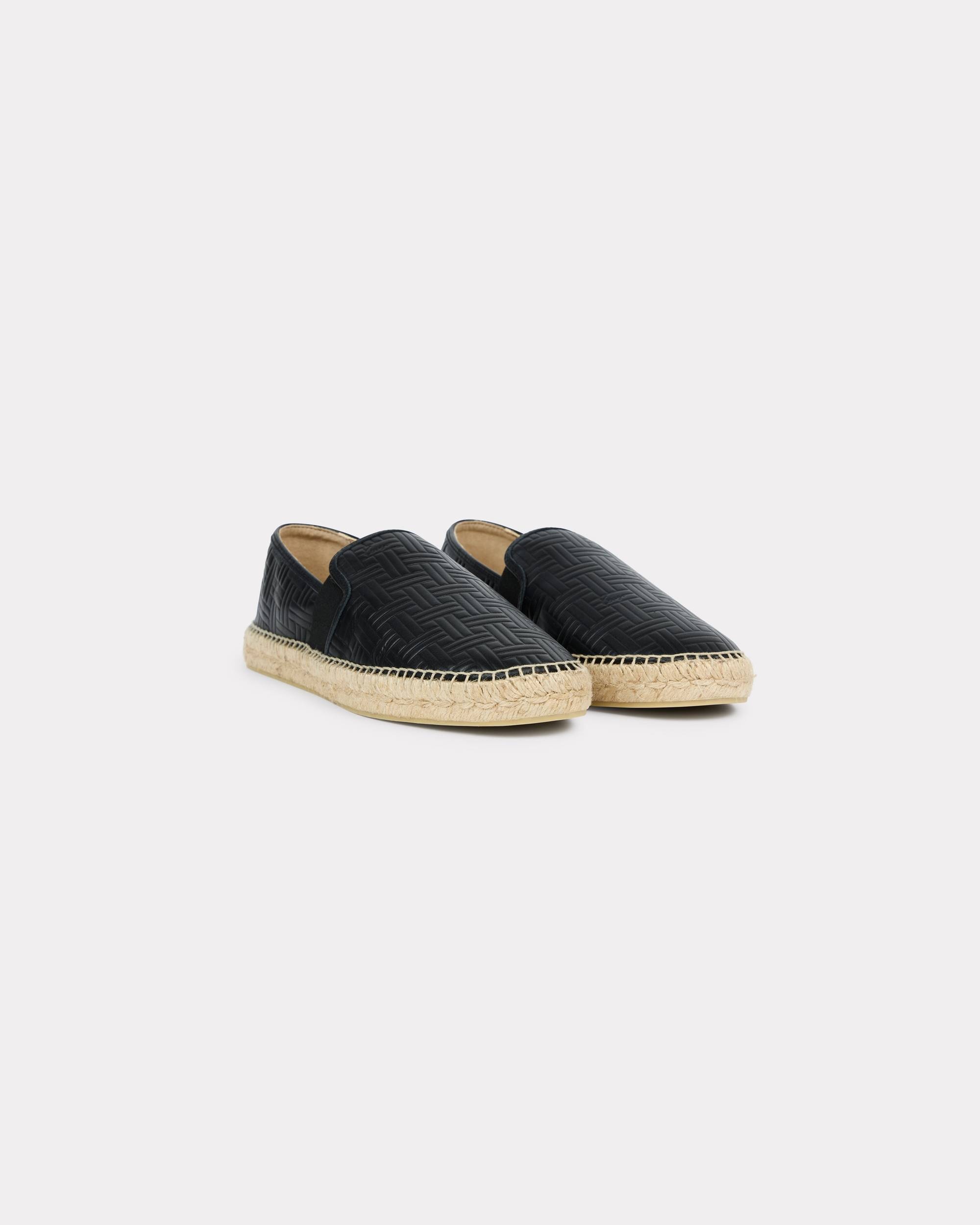 'KENZO Weave' debossed espadrilles in leather - 3