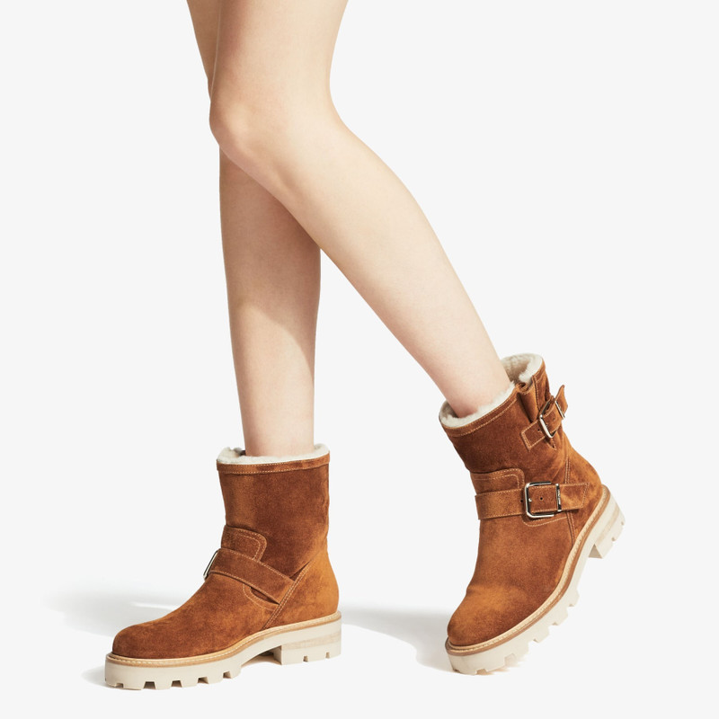 JIMMY CHOO Youth II - Lined
Tan Soft Suede Biker Boots with Natural Shearling Lining outlook