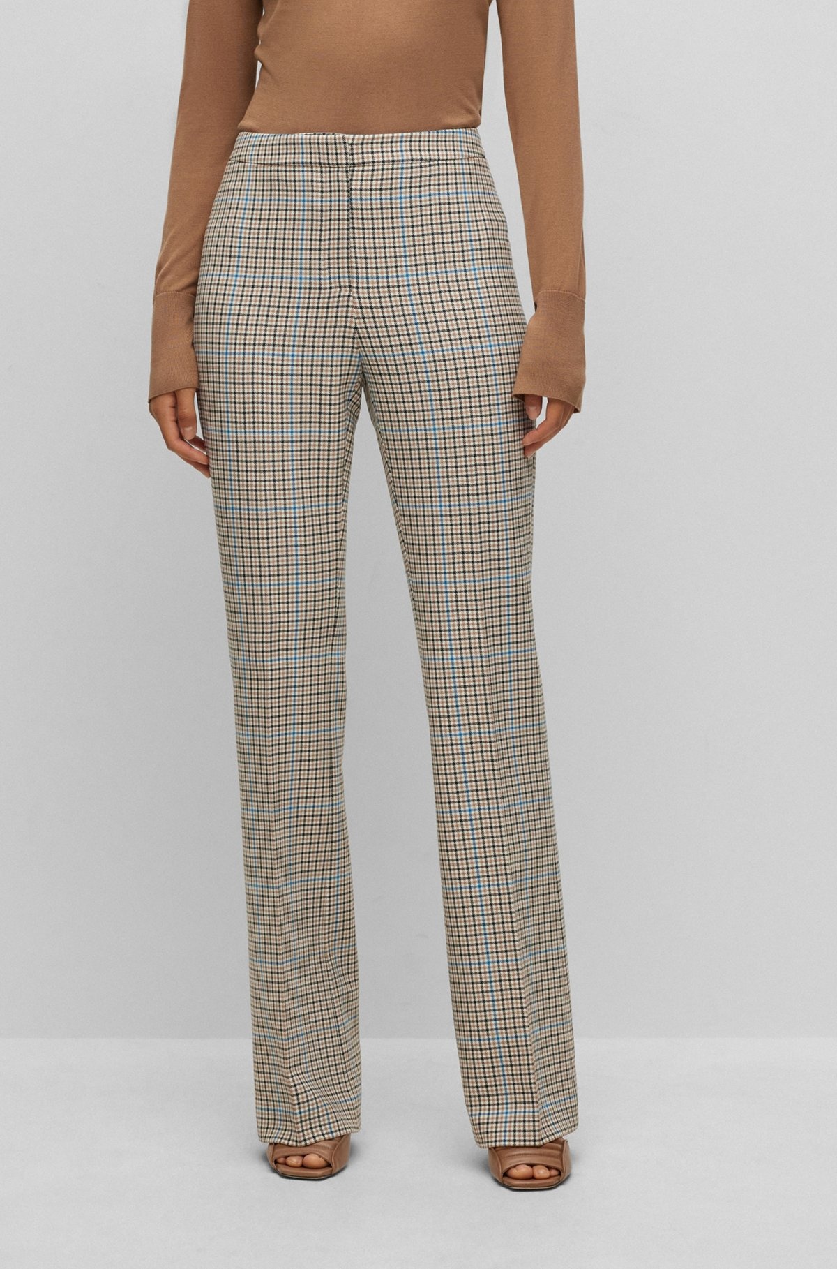 REGULAR-FIT TROUSERS IN CHECKED STRETCH MATERIAL - 2