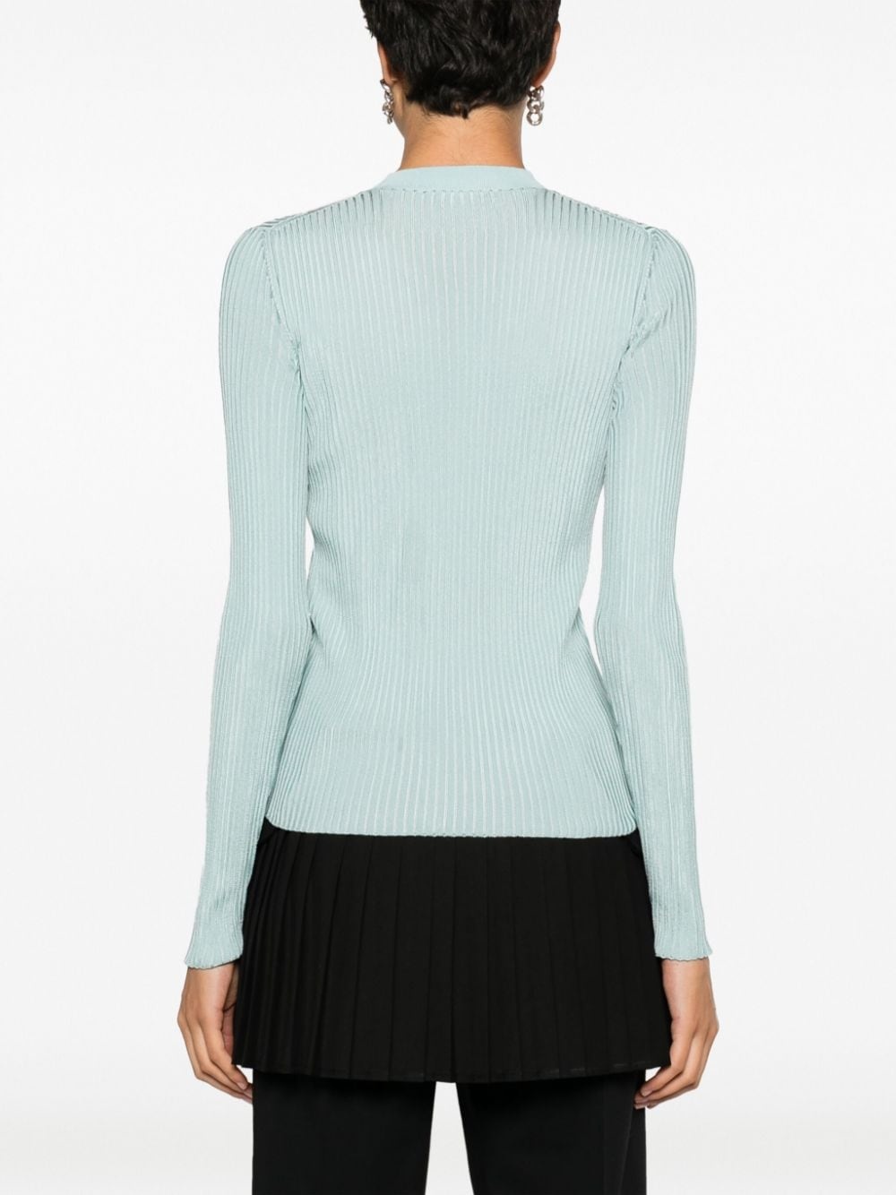colour-block ribbed-knit silk-blend top - 4
