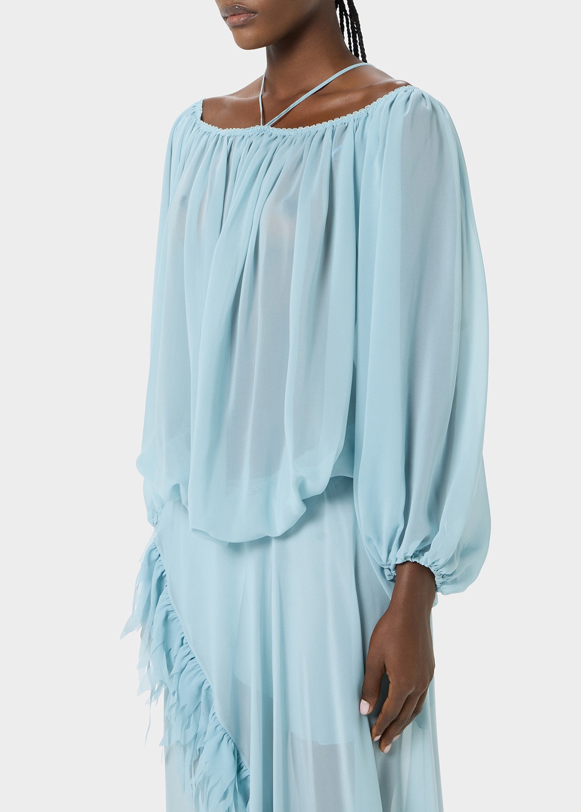 OFF-THE-SHOULDER GEORGETTE BLOUSE - 5
