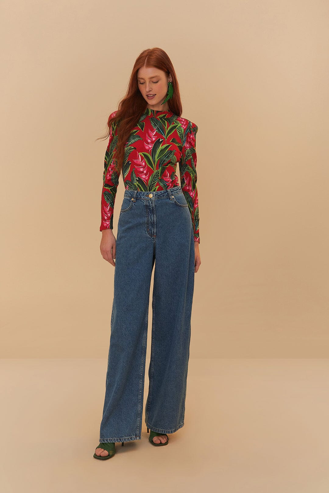 Red Dream Garden Long Sleeve Bodysuit - 2