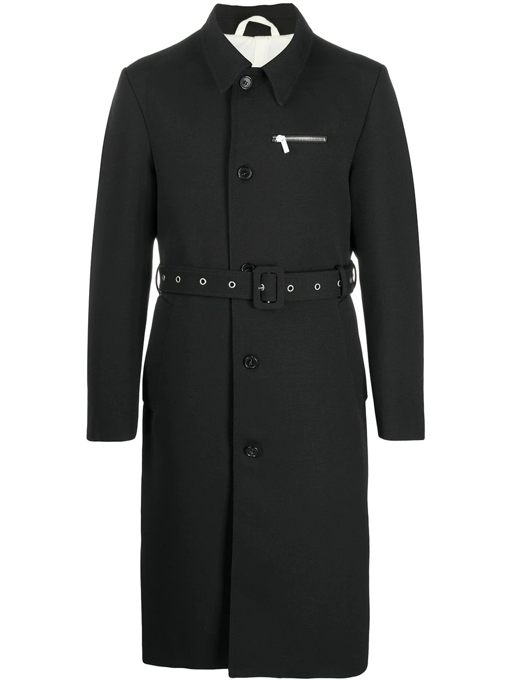 belted mid-length coat - 1