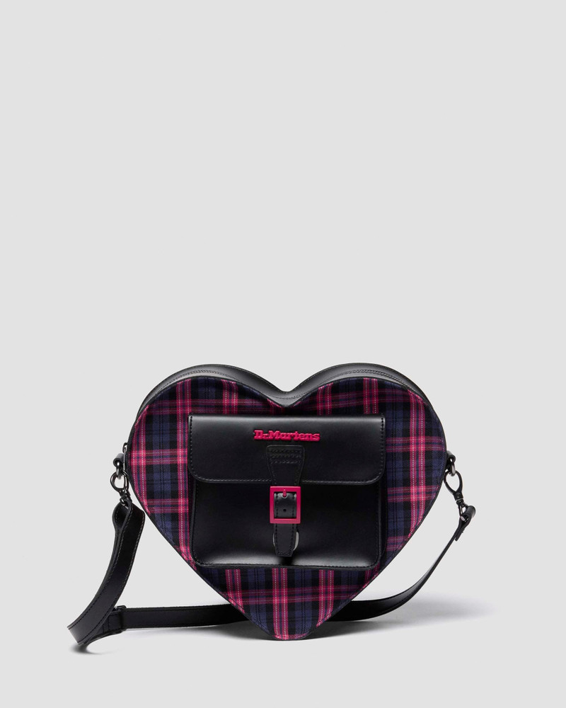 HEART BACKPACK PINK TARTAN LEATHER HEART BAG 1