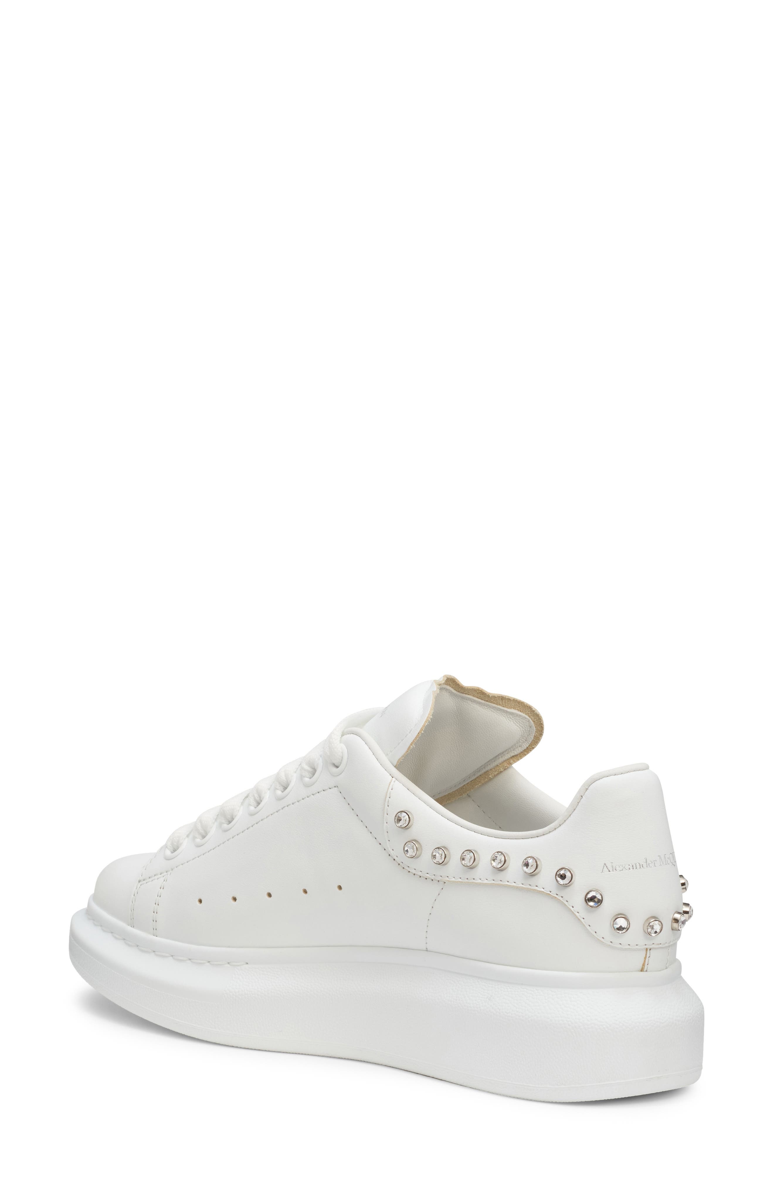 McQueen Oversized Crystal Embellished Sneaker in White/White/Crystal at Nordstrom - 2