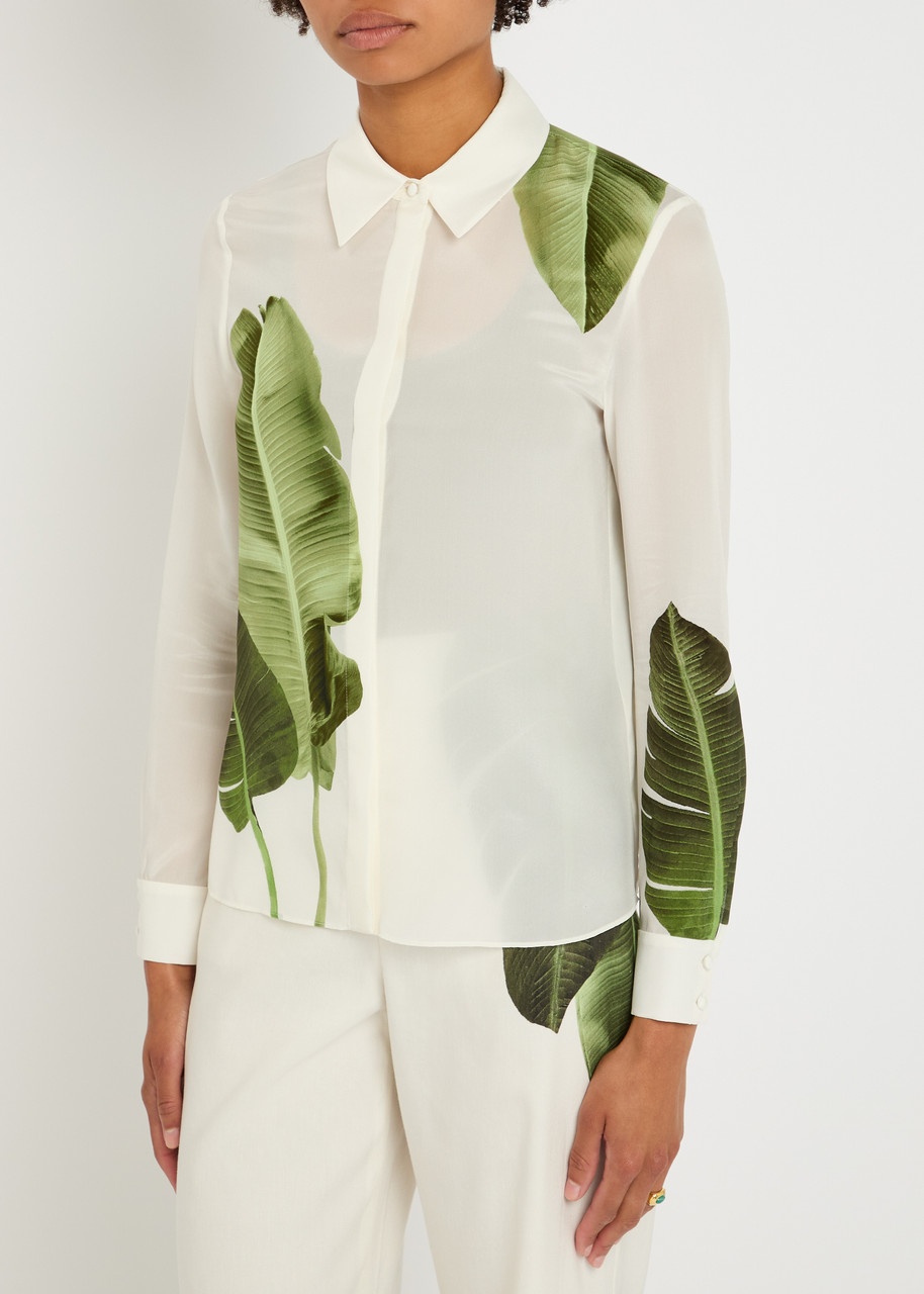 Alice + Olivia Willa Printed Semi-sheer Silk Shirt - 2