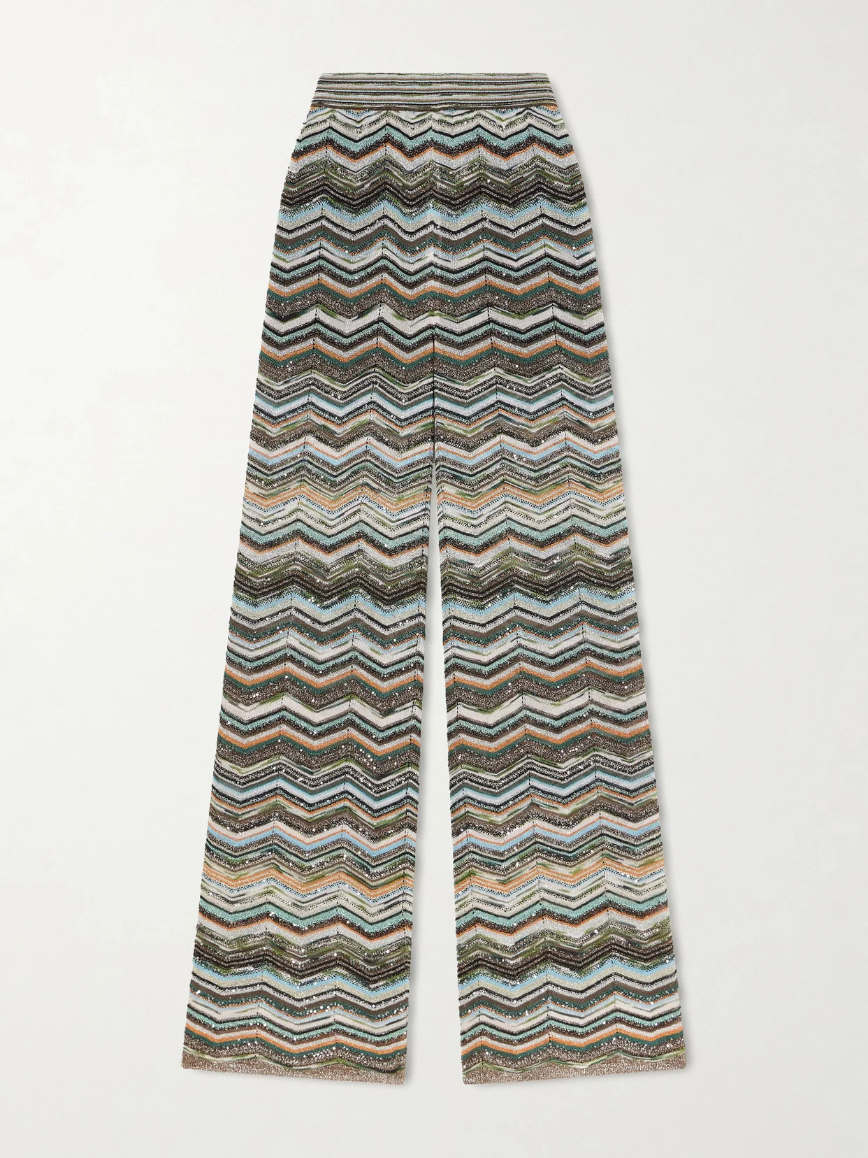 Striped Metallic Crochet-knit Wide-leg Pants - 1