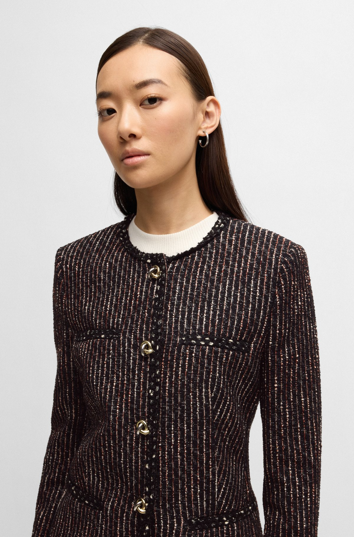SLIM-FIT BLAZER IN MULTICOLORED BOUCLÉ - 5