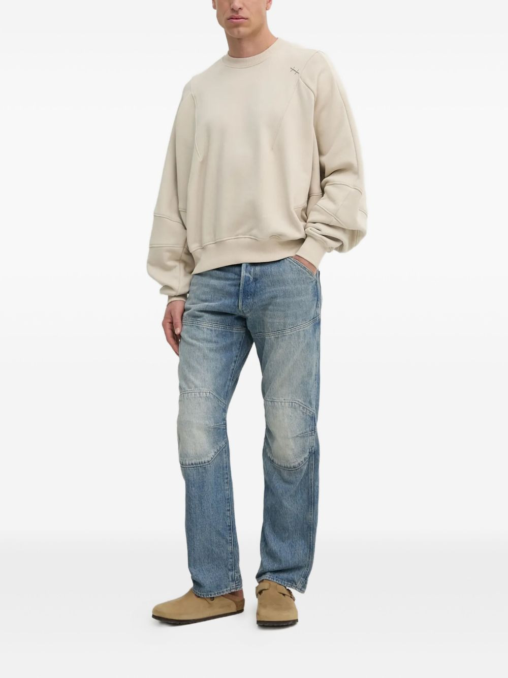 panelled crew-neck sweatshirt - 2