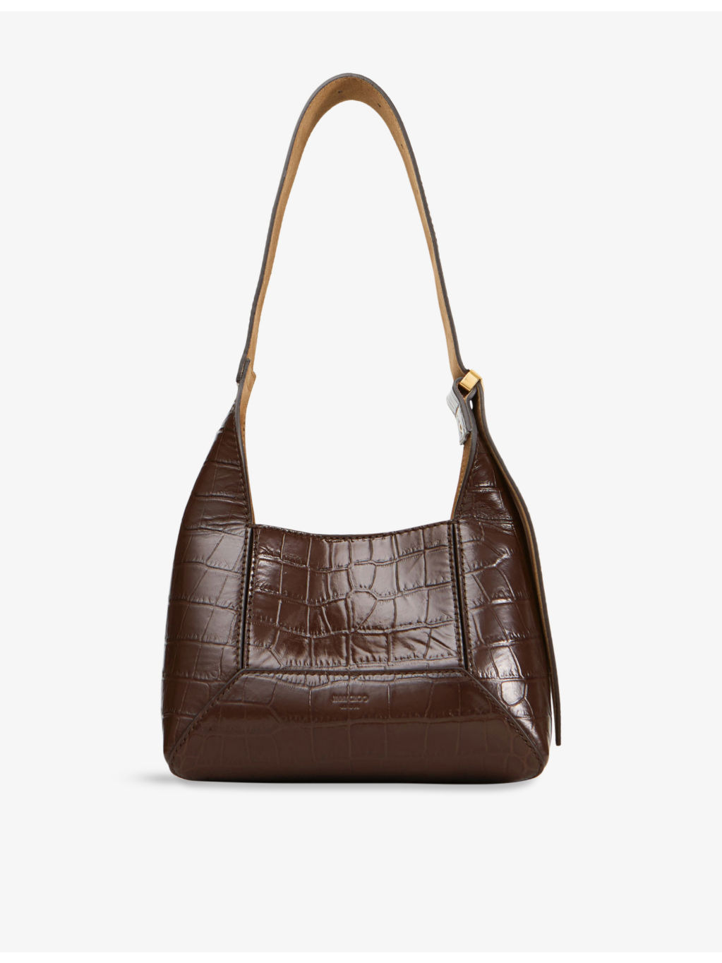 Diamond Hobo Small Crocodile-Embossed Leather Shoulder Bag - 1