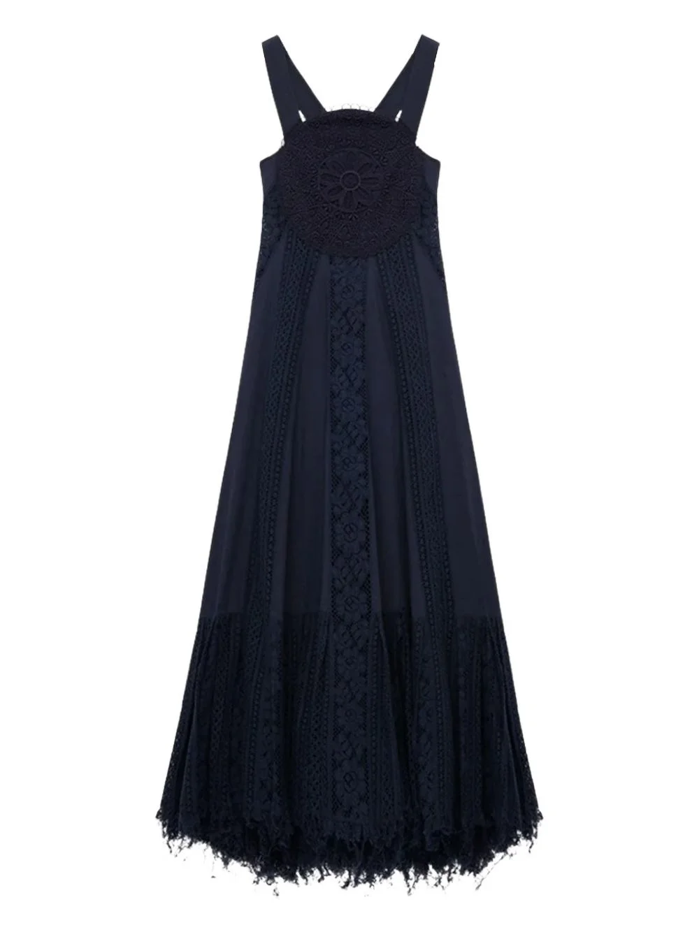 lace-appliqué midi dress - 1