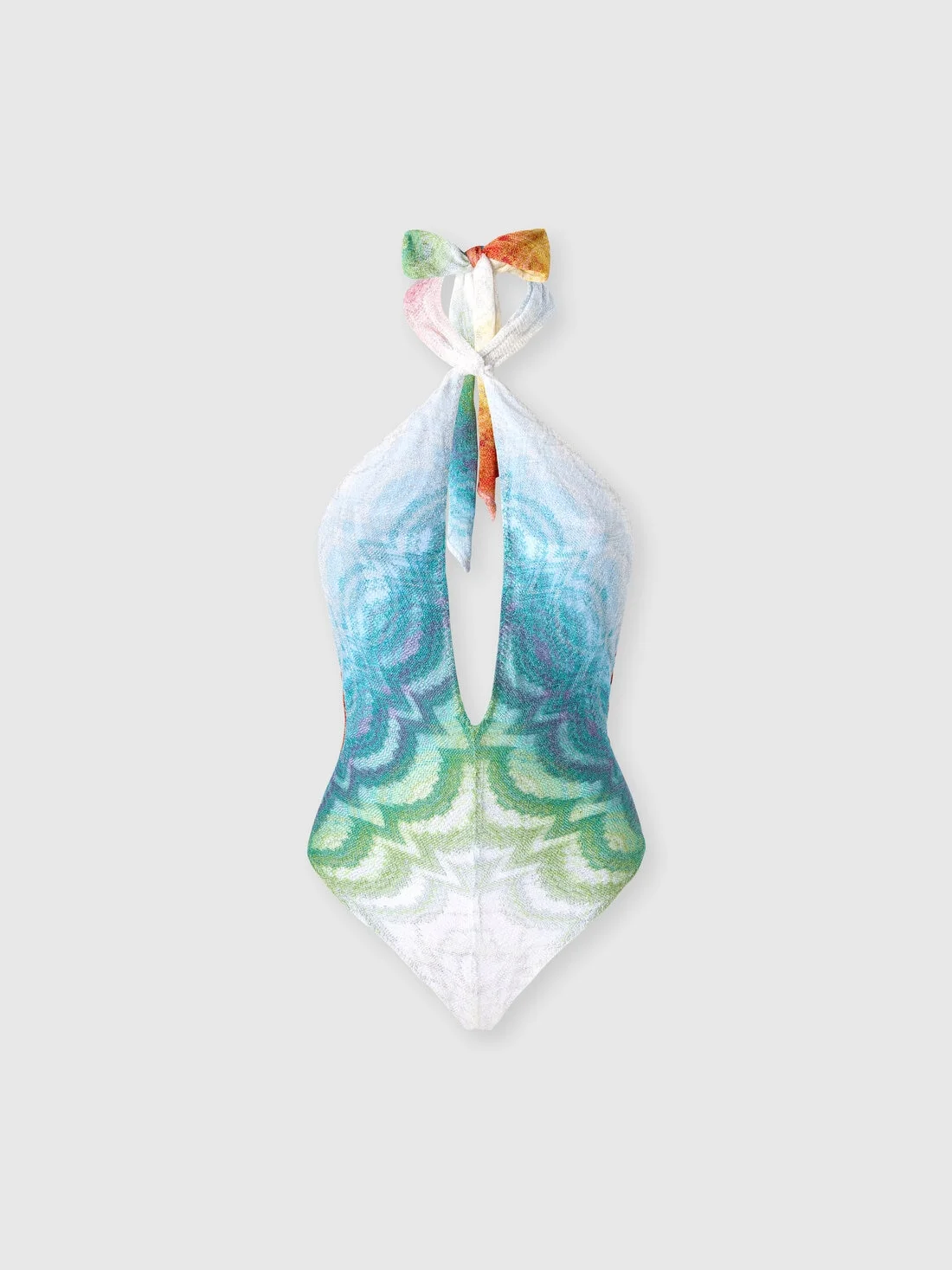 One-piece swimsuit in shaded lamé viscose with cut-out detail - 1