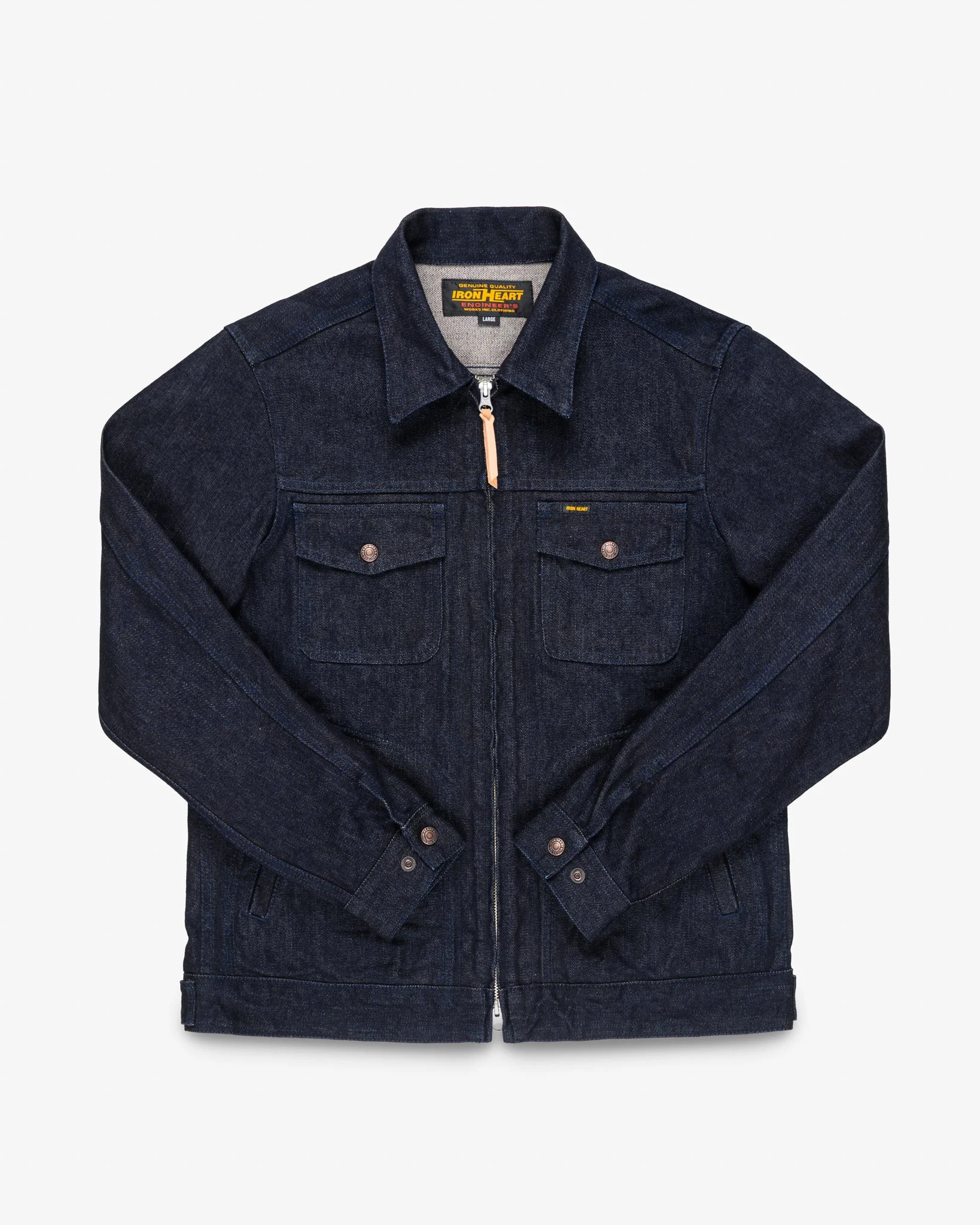 IHJ-122-IND 14OZ BROKEN TWILL SELVEDGE DENIM WORK JACKET - INDIGO - 1