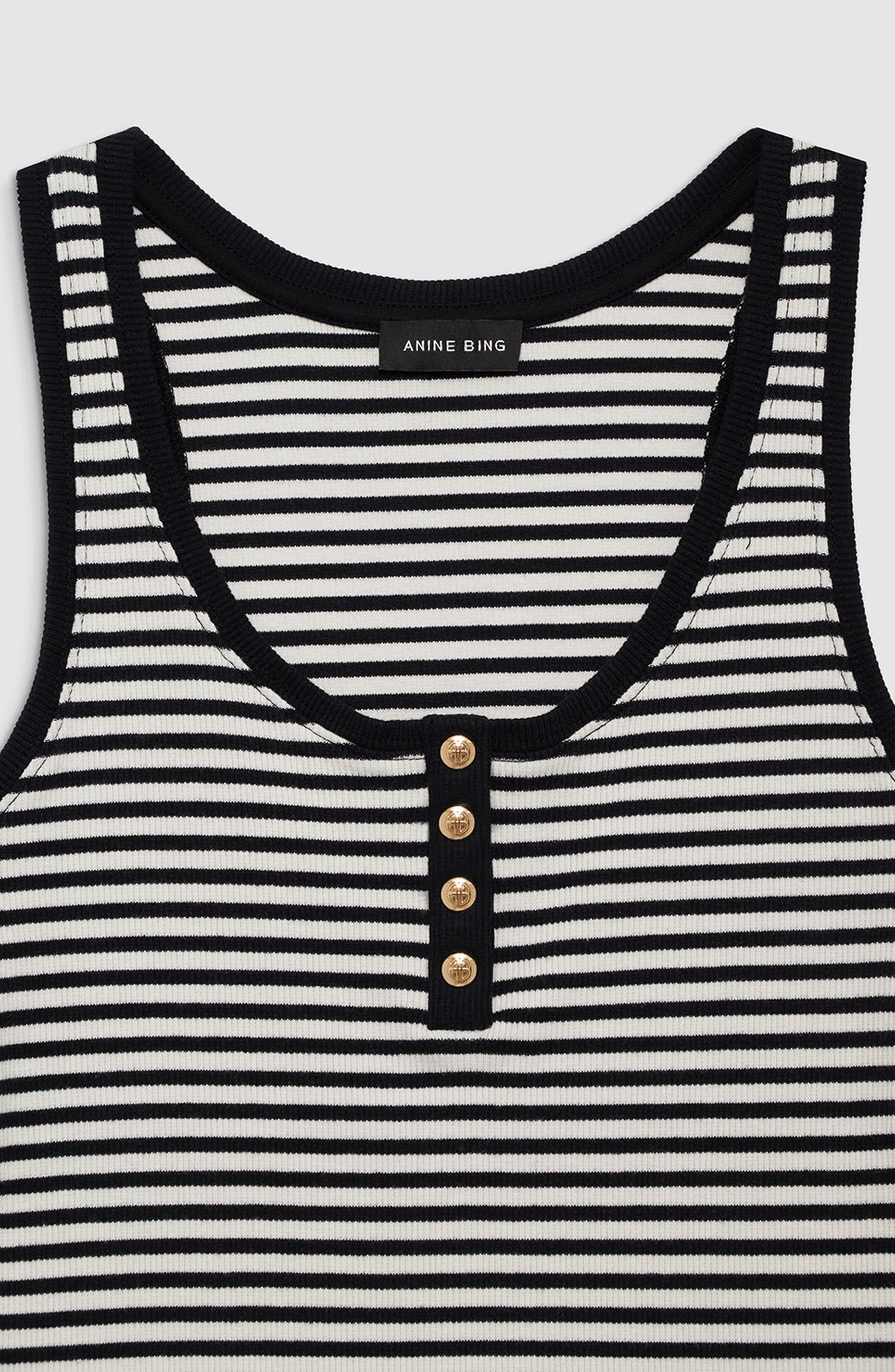 ANINE BING Alessia Tank Top in Cream /Black Stripe at Nordstrom - 3