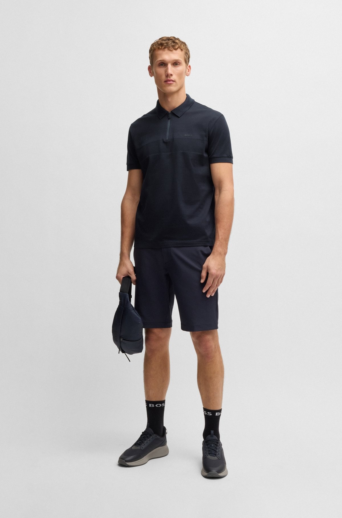 STRUCTURED-COTTON POLO SHIRT WITH ZIP NECK - 4