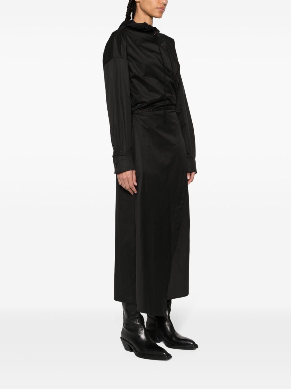 long-sleeved hooded wrap dress - 3
