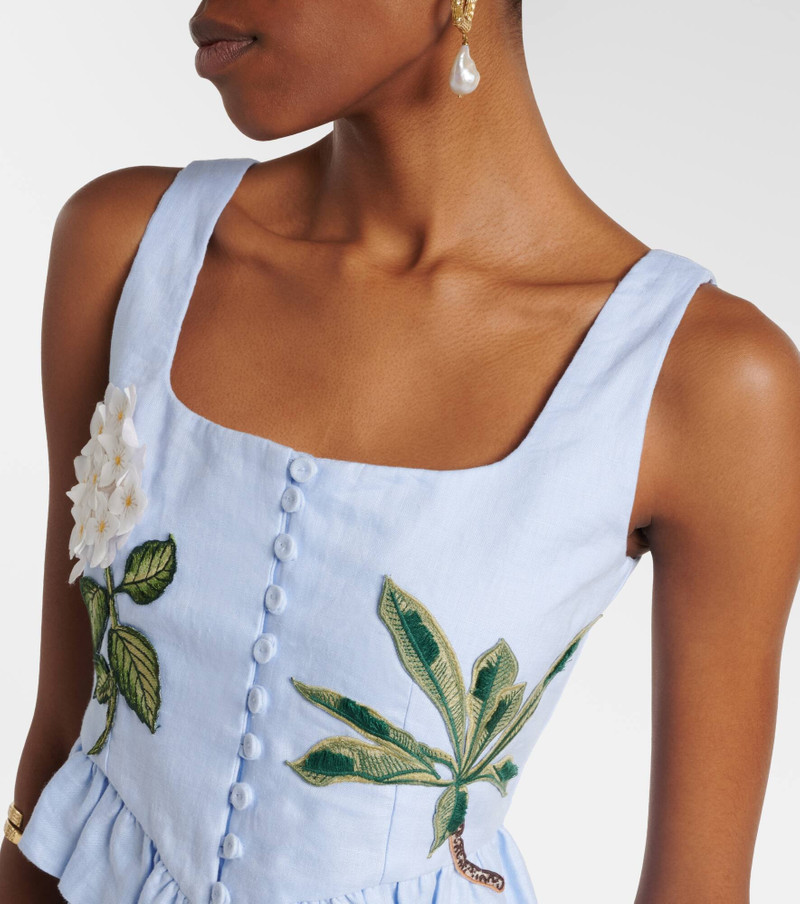 Eslabón floral-appliqué linen bustier top 4