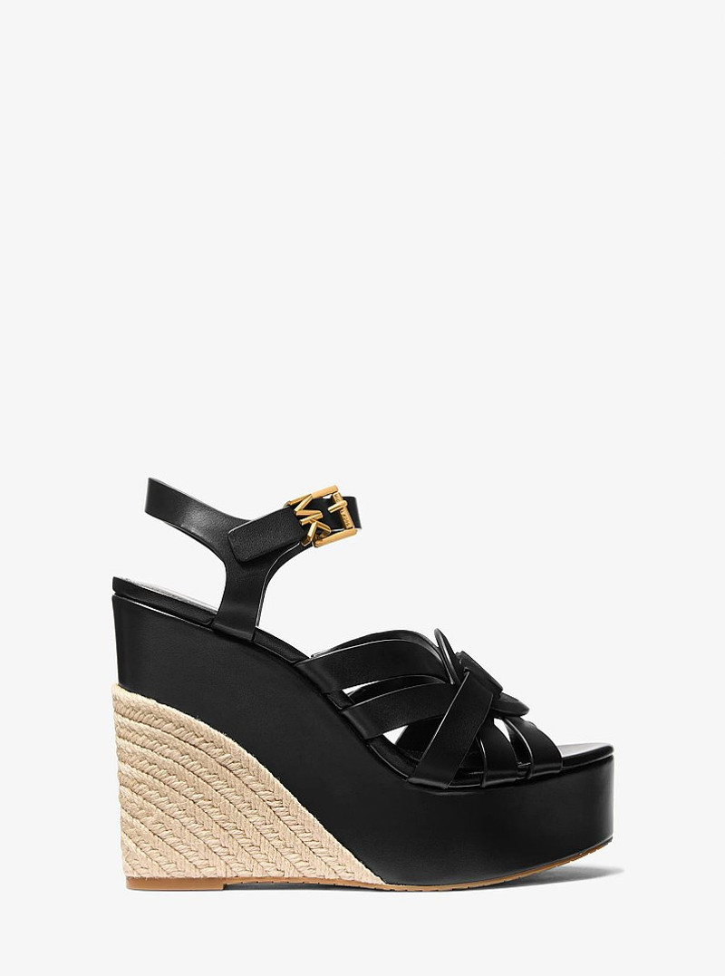 MICHAEL KORS Erika Leather Wedge Sandal outlook
