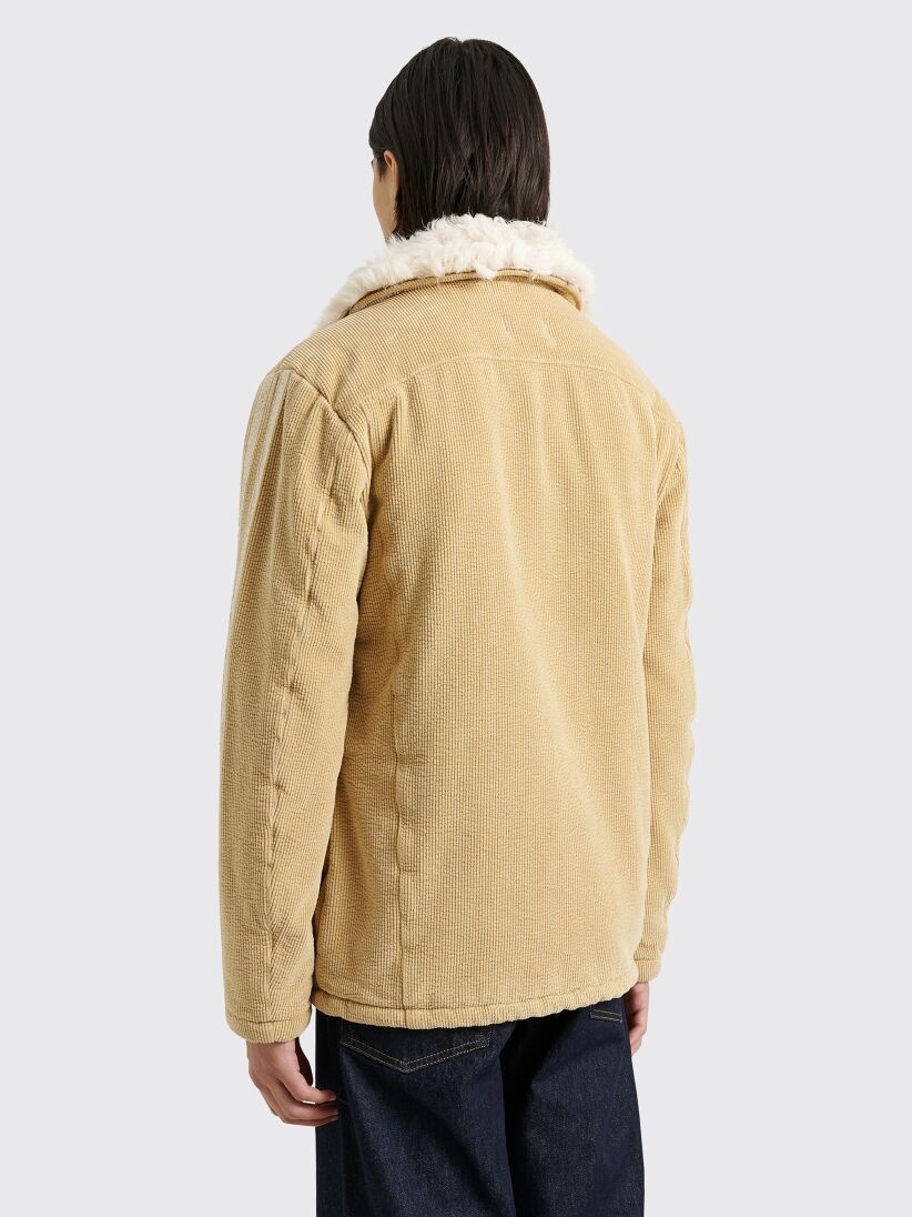 ERL CORDUROY JACKET FUR COLLAR WOVEN BEIGE - 3