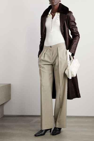 Yves Salomon Belted shearling-trimmed leather coat outlook