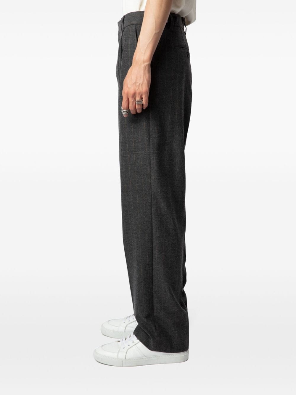 checkered pressed-crease trousers - 5