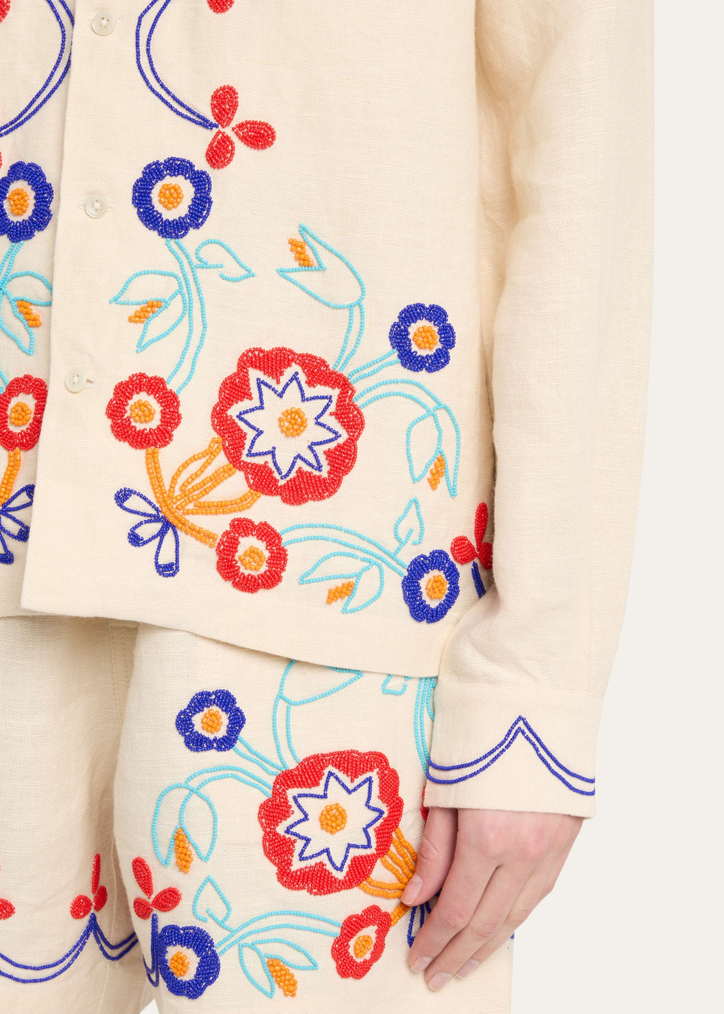Beaded Garden Party Linen Shirt - 5