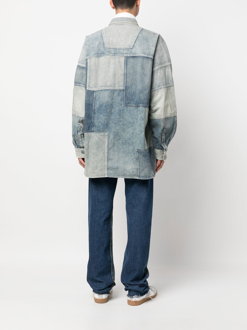 patchwork denim shirt - 4