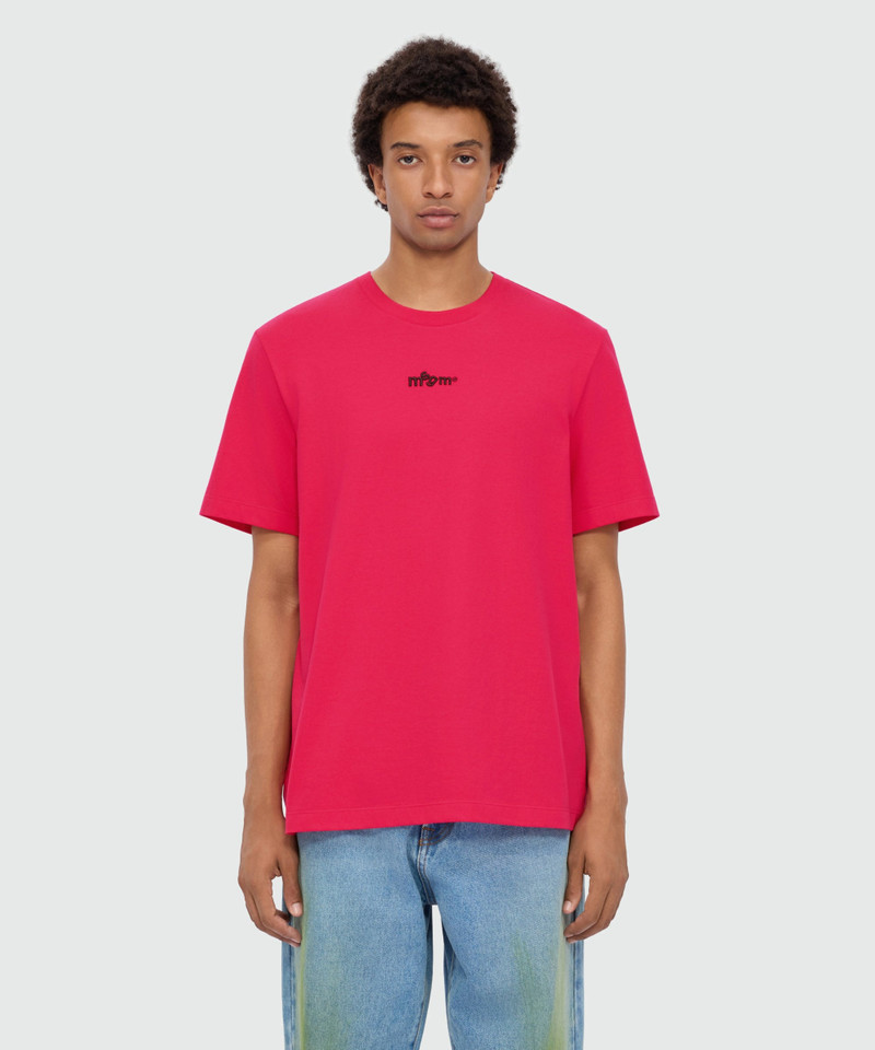 MSGM Pink short-sleeve cotton jersey T-shirt with front embroidery outlook