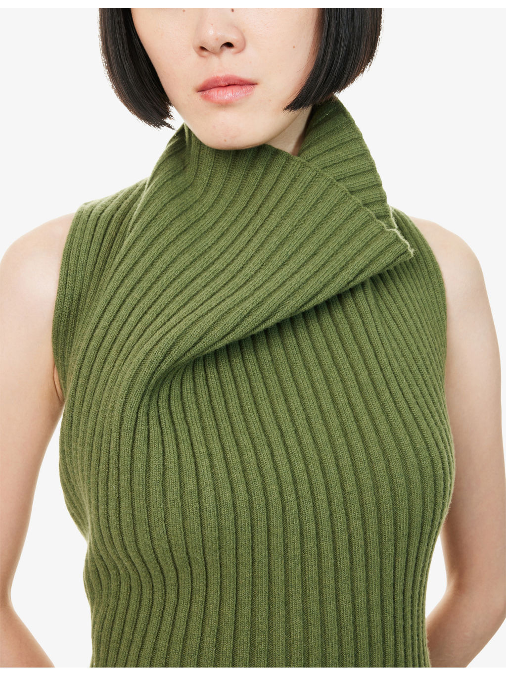 Ribbed Sleeveless Wool-Blend Midi Dress - 5