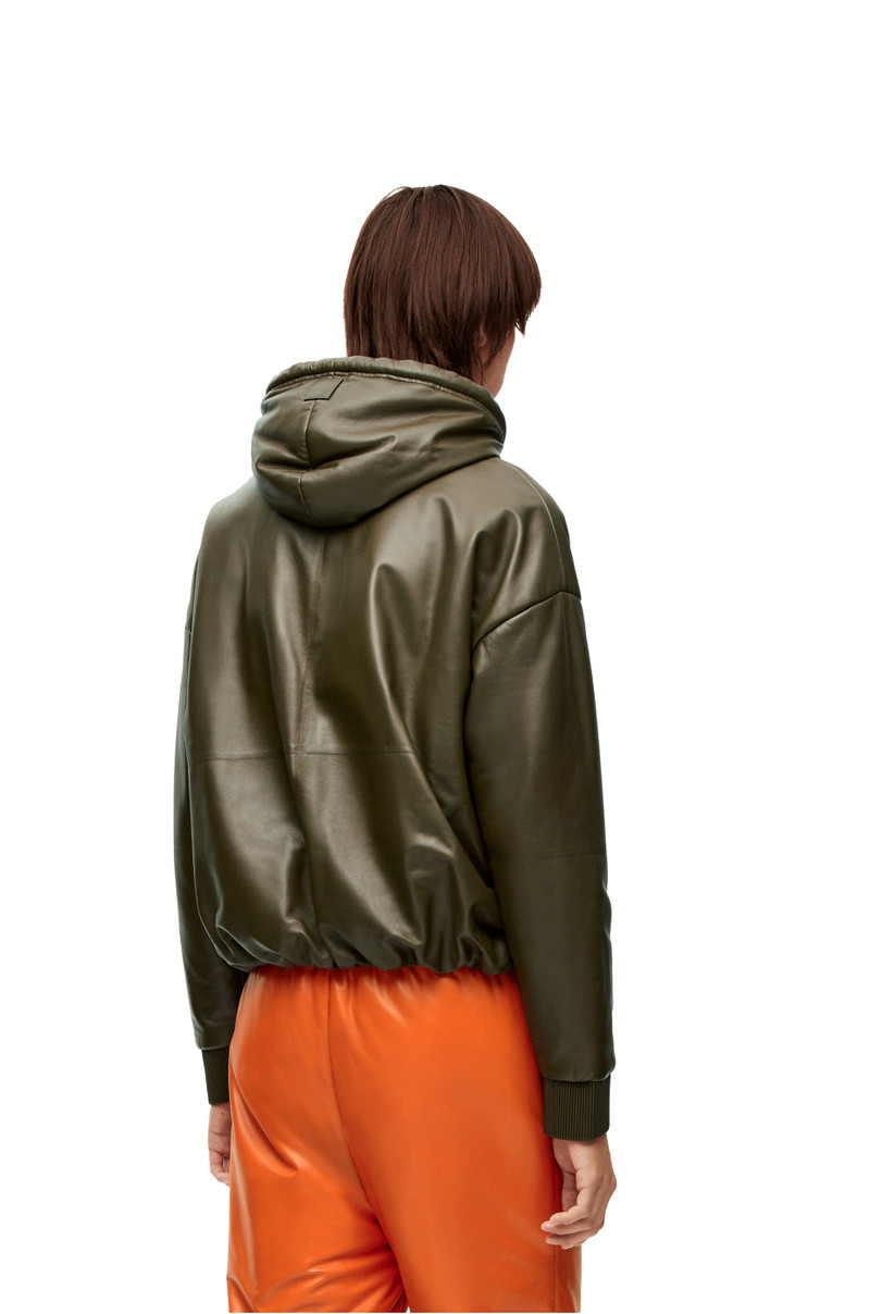 Zip-up puffer hoodie in nappa 4