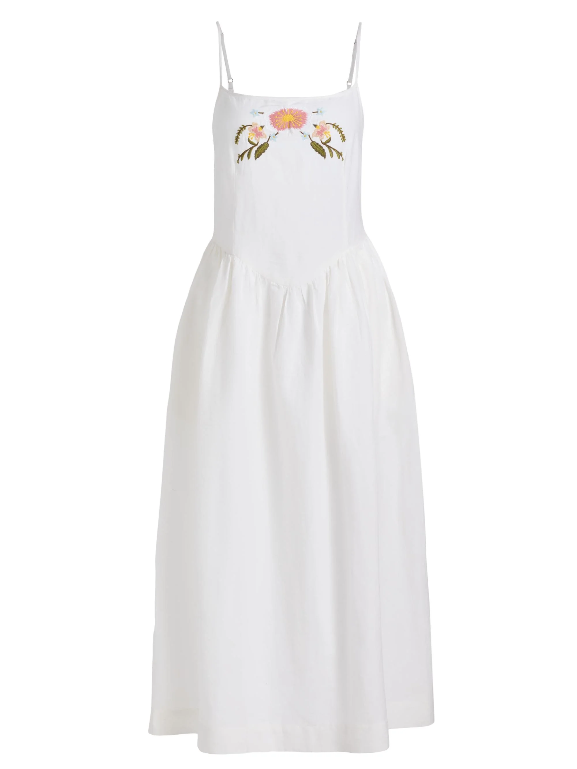 Women's Neroni Embroidered Cotton-Linen Midi-Dress - White - 1
