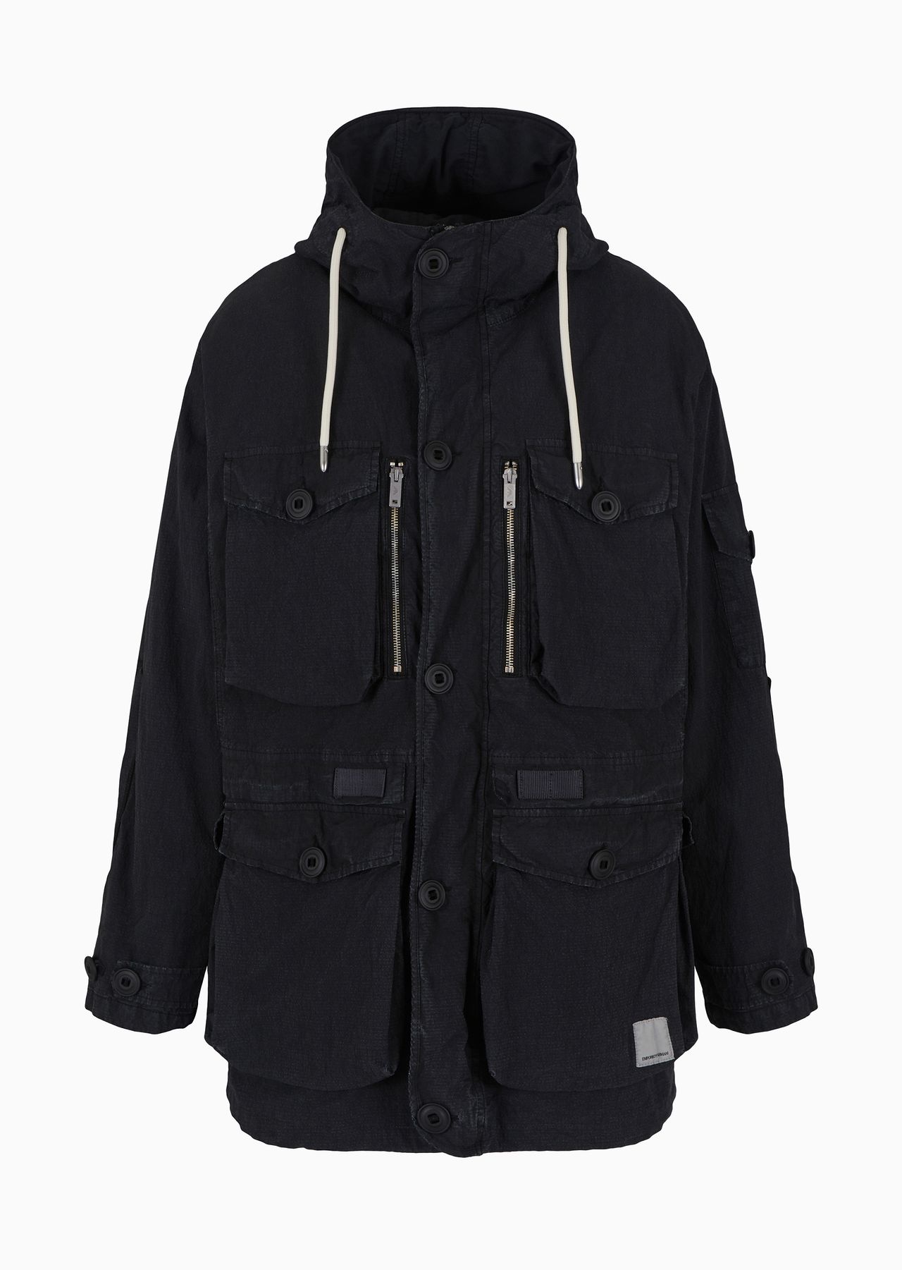 Emporio Armani Sustainability Values Capsule Collection garment-dyed organic ripstop hooded pea coat - 1