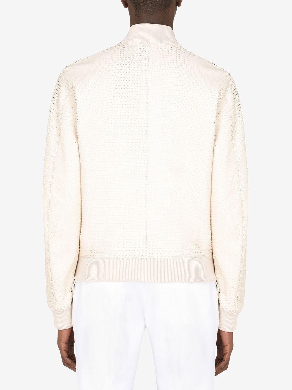 perforated effect zipped jacket - 4