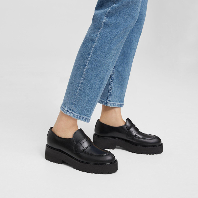 Theory Leather Platform Loafer outlook