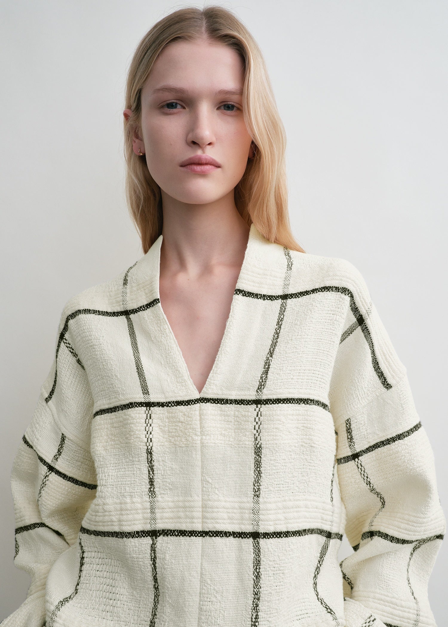 Windowpane-check tunic ecru - 5