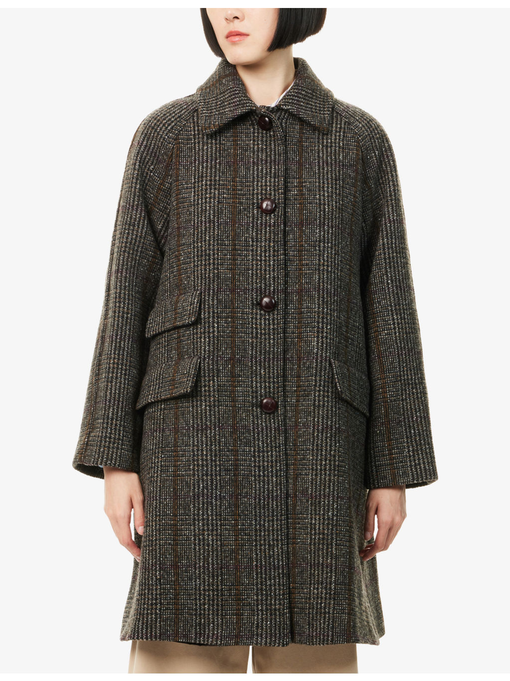 Pitone Raglan-Sleeves Wool-Blend Coat - 3
