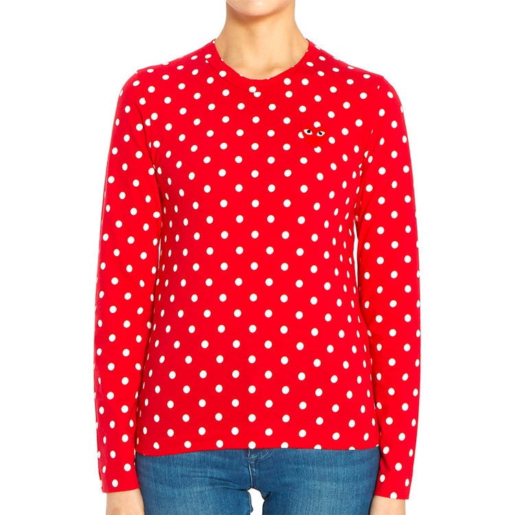 (WMNS) COMME des GARCONS PLAY Polka Dot Long Sleeve Tee 'Red White' AZ-T165-051-3 - 3