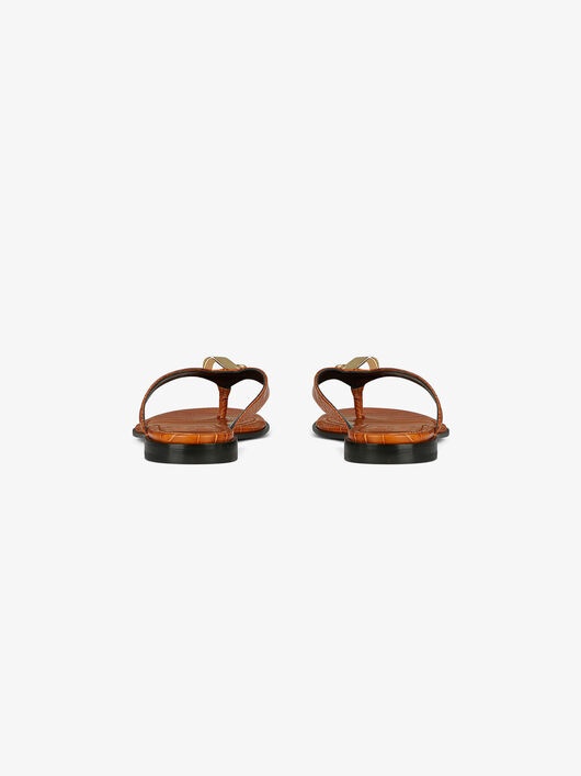 G CHAIN BUCKLE SANDALS IN CROCODILE EFFECT LEATHER - 3