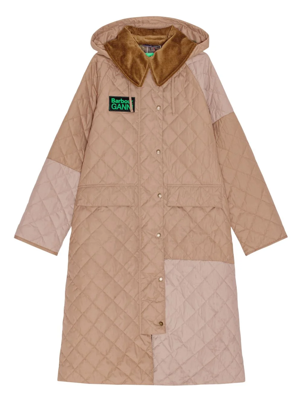 x Barbour quilted patchwork hooded coat - 1
