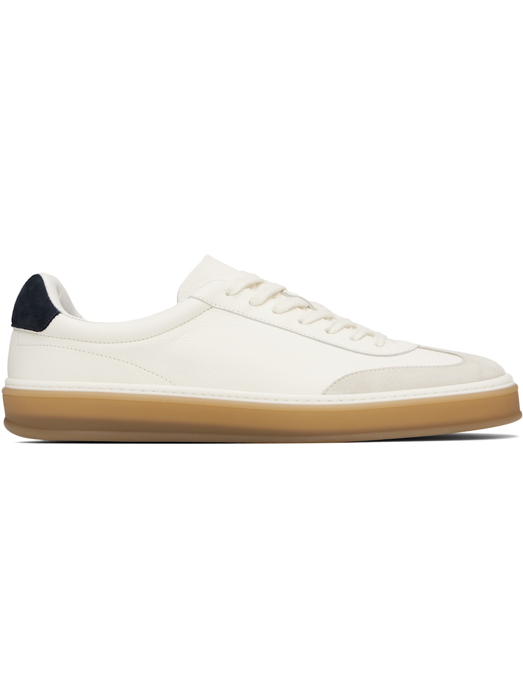 White & Navy BECKHAM Edition Low-Top Suede Sneakers - 1