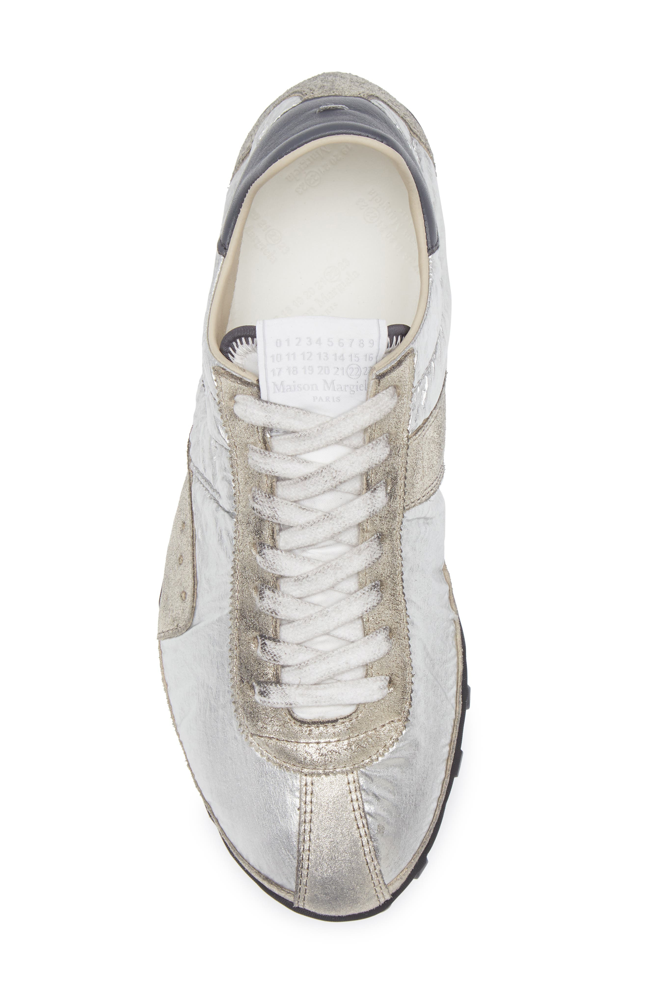Maison Margiela Sprinters Low Top Sneaker in Silver/White/Natural at Nordstrom - 5