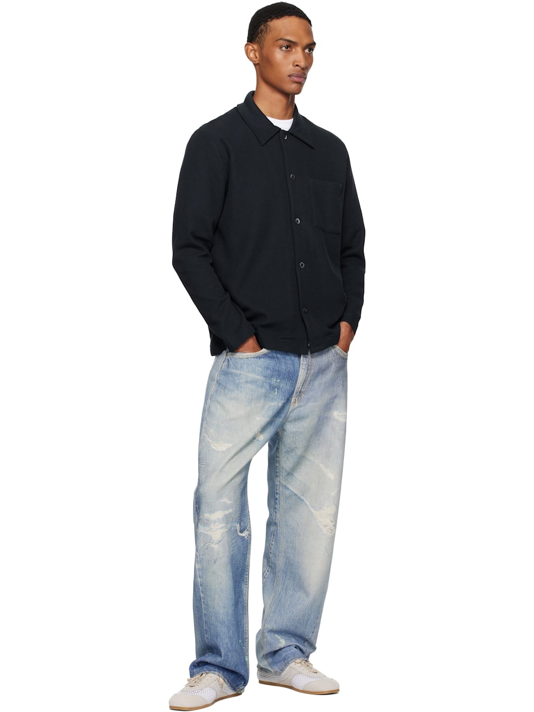 Navy Jorn Double Face Overshirt - 4