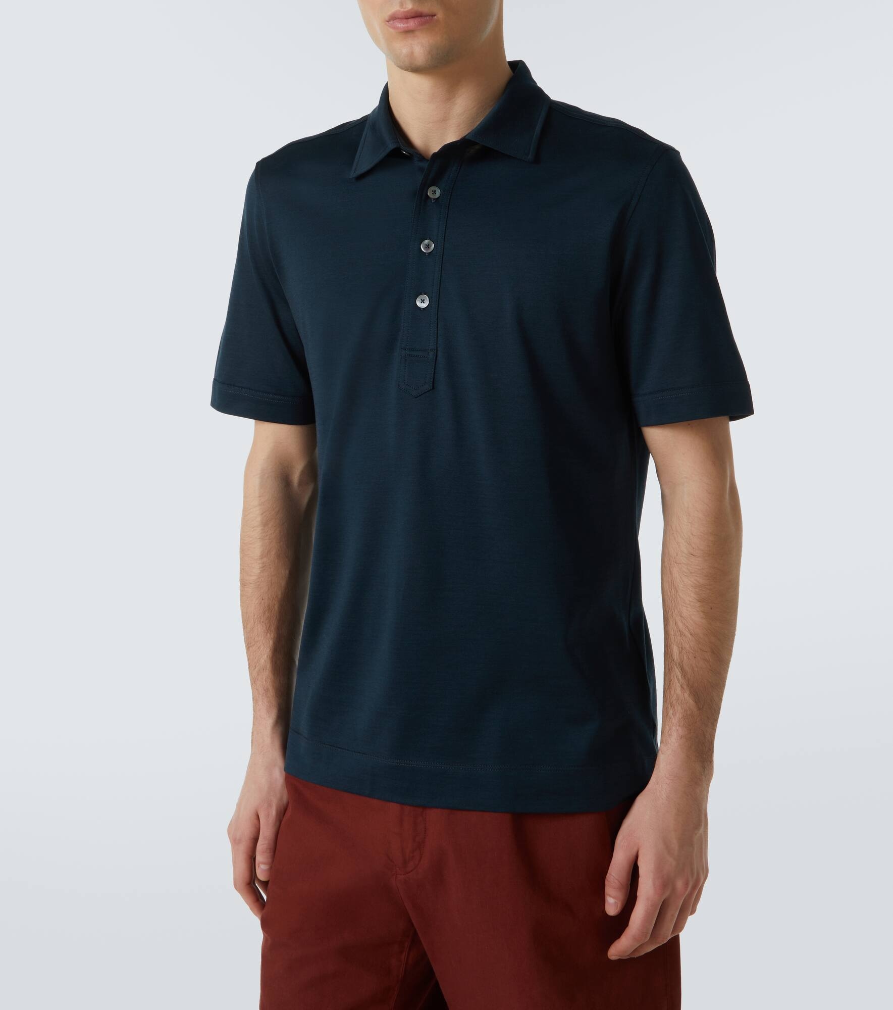 Silk and cotton polo shirt - 3