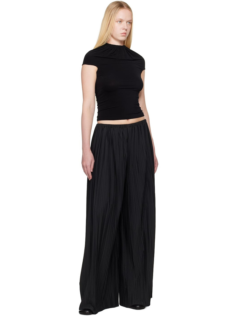 ALAINPAUL Black Gathered Neck Tank Top outlook