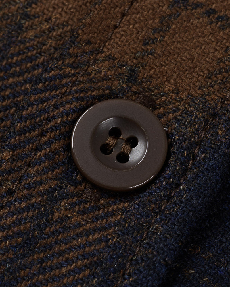 IHDR-434-BOT 14OZ FOX BROTHERS® WOOL CPO SHIRT - BOTTLE BROWN ADMIRAL CHECK 14