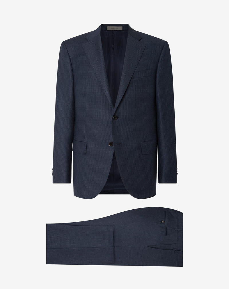 Blue micropatterned super 160's wool suit 1