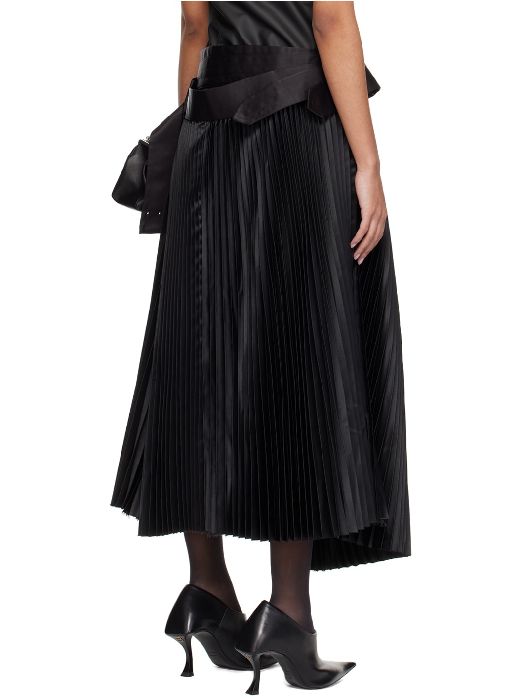 Black Belted Midi Skirt - 3