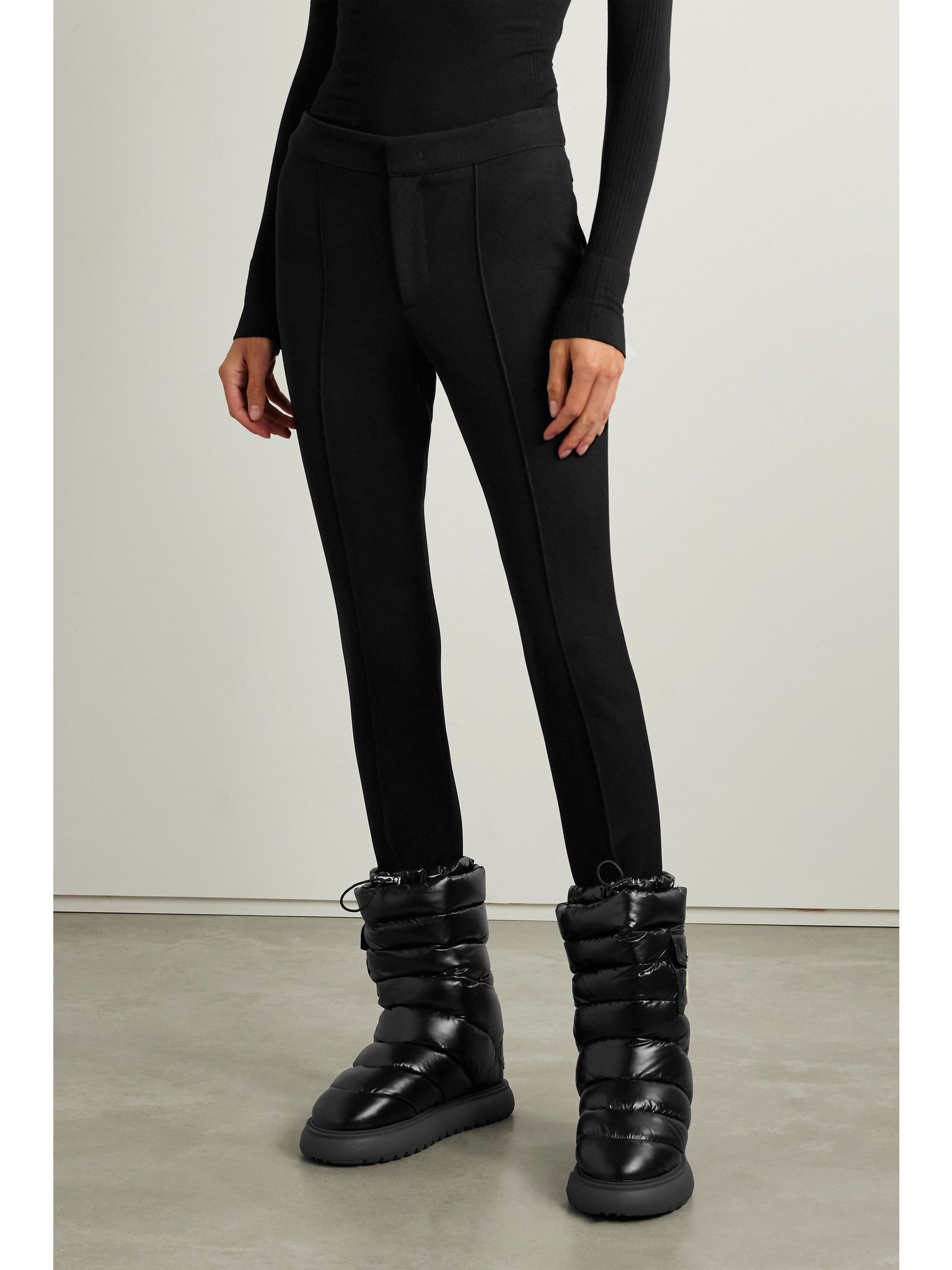 Twill slim-leg stirrup ski pants Black - 3