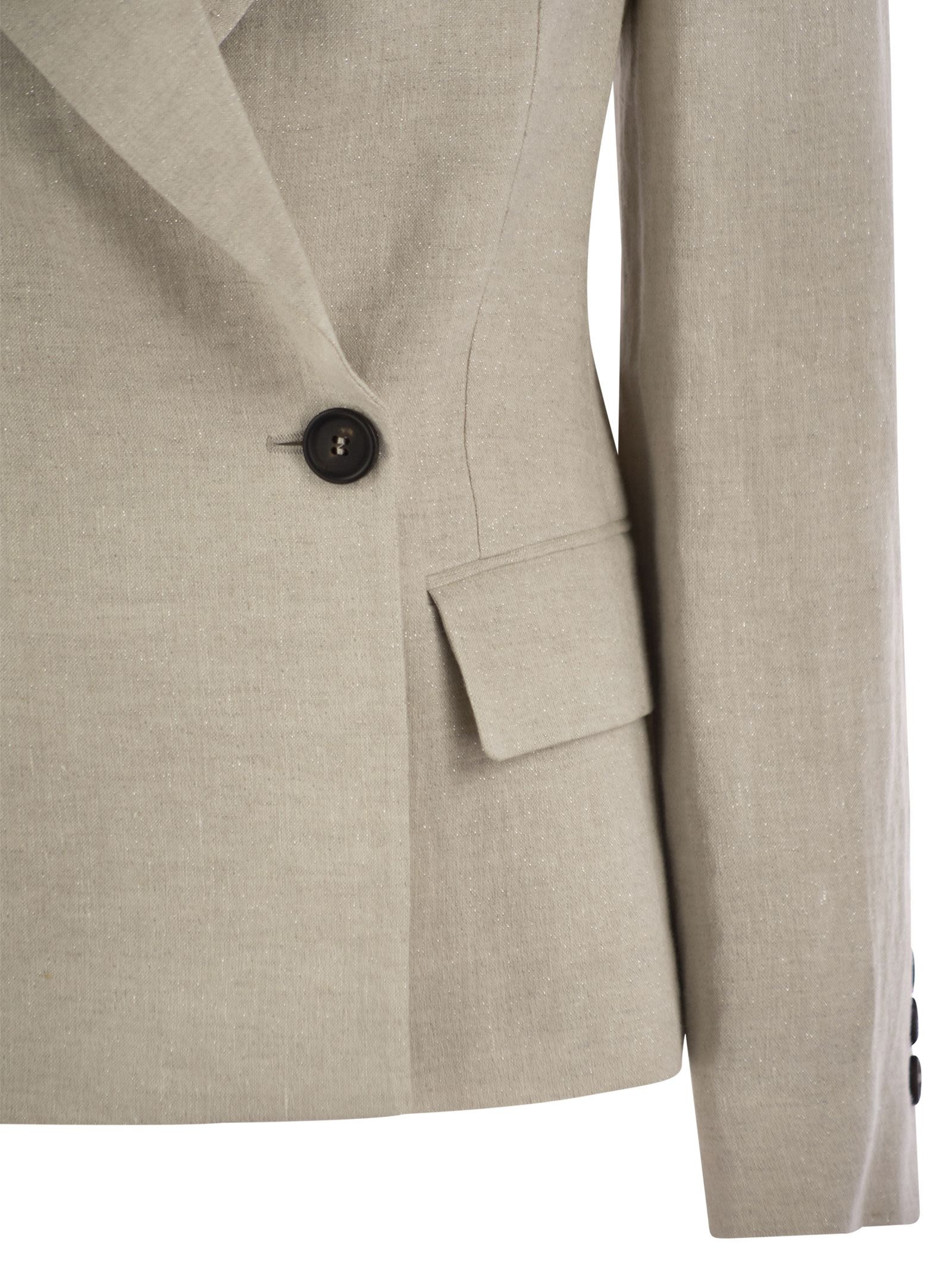 Brunello Cucinelli Women Sparkling Linen Canvas Jacket With Jewellery - 4