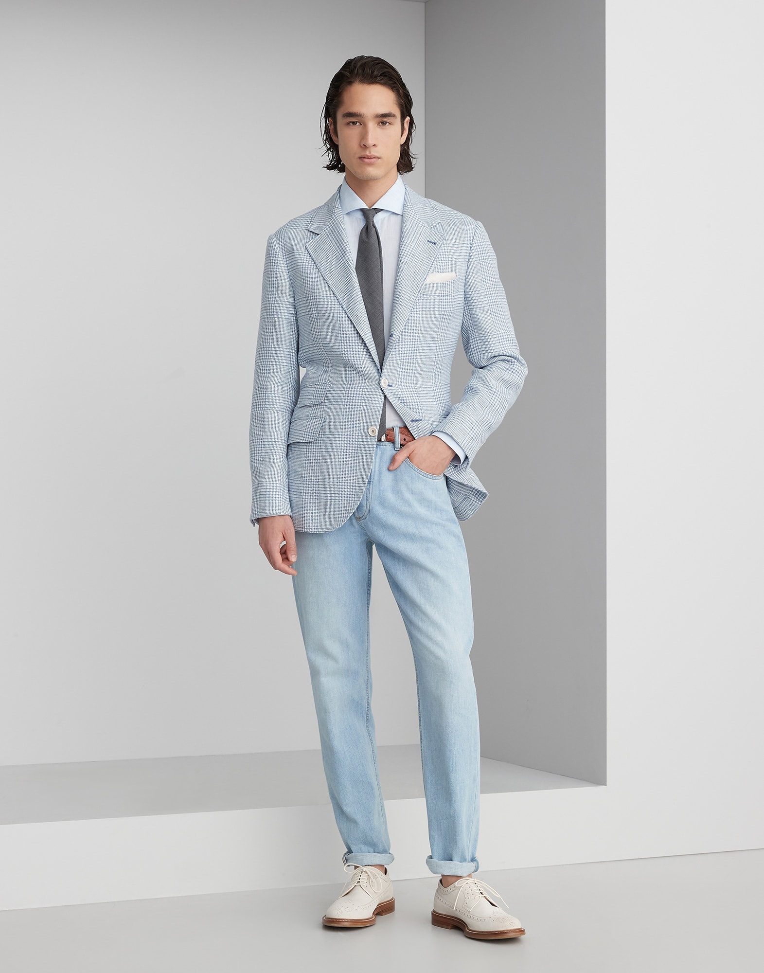 Linen easy fit shirt with spread collar - 5
